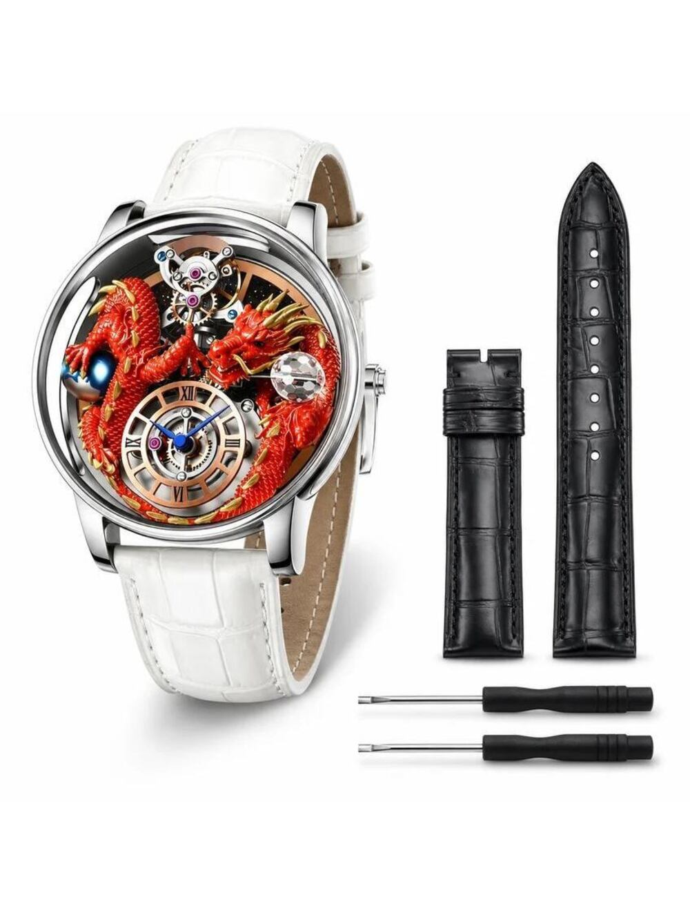 Invicta Objet D Art Dragon Edition Swiss - 45.5mm, White and Black Strap (70577)